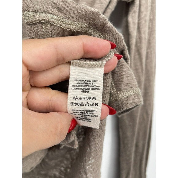 Free People We the Free Brown Caroline Contrast Stitch Stretch Slub Shirt Size S - Picture 5 of 7